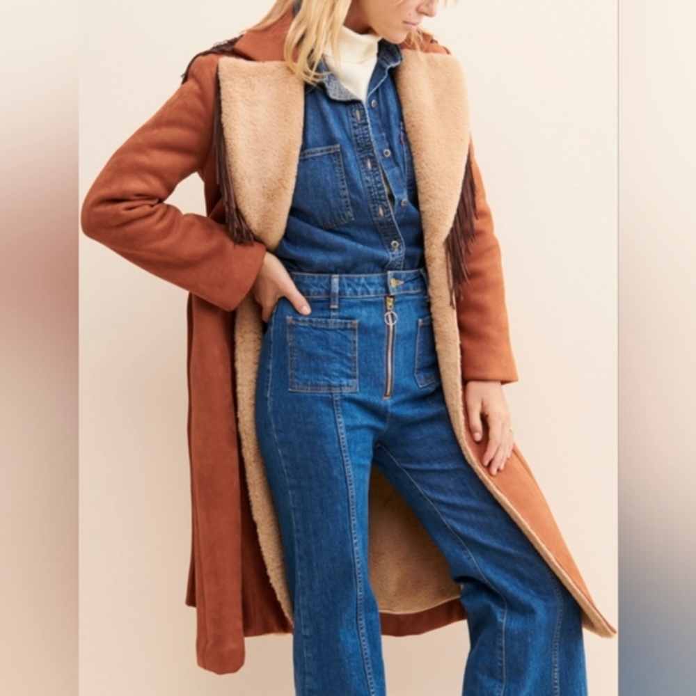NWT ANTHRO | Hutch Daisy Suede Fringed Coat - Picture 4 of 17